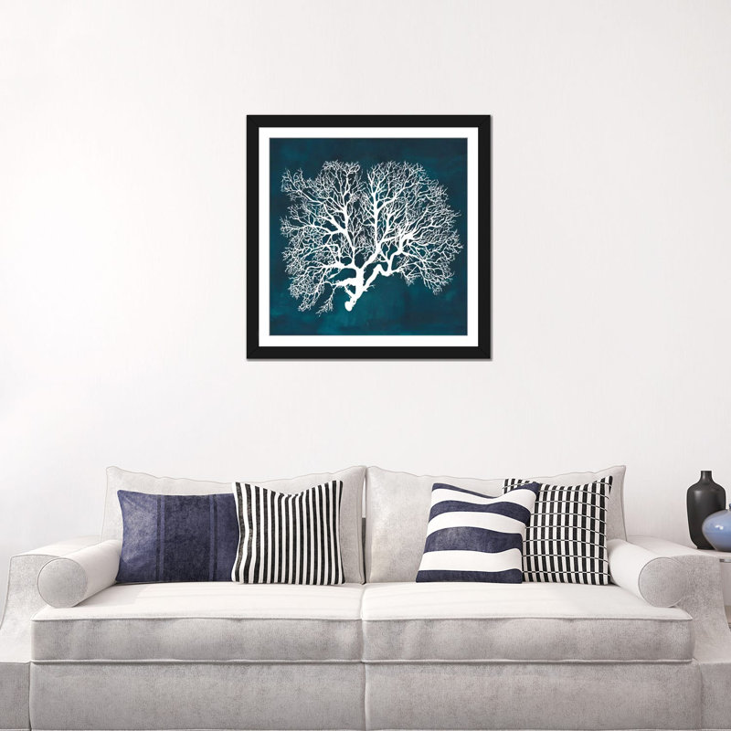 «Inverse Sea Fan III», impression sur toile, H 16 po x l 16 po x P 1 po, Papier d'art encadré noir, Blanc