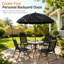 Ensemble bistro de patio 6 pièces avec 4 chaises pliantes, une table ronde en verre et un grand parasol extérieur-130620728