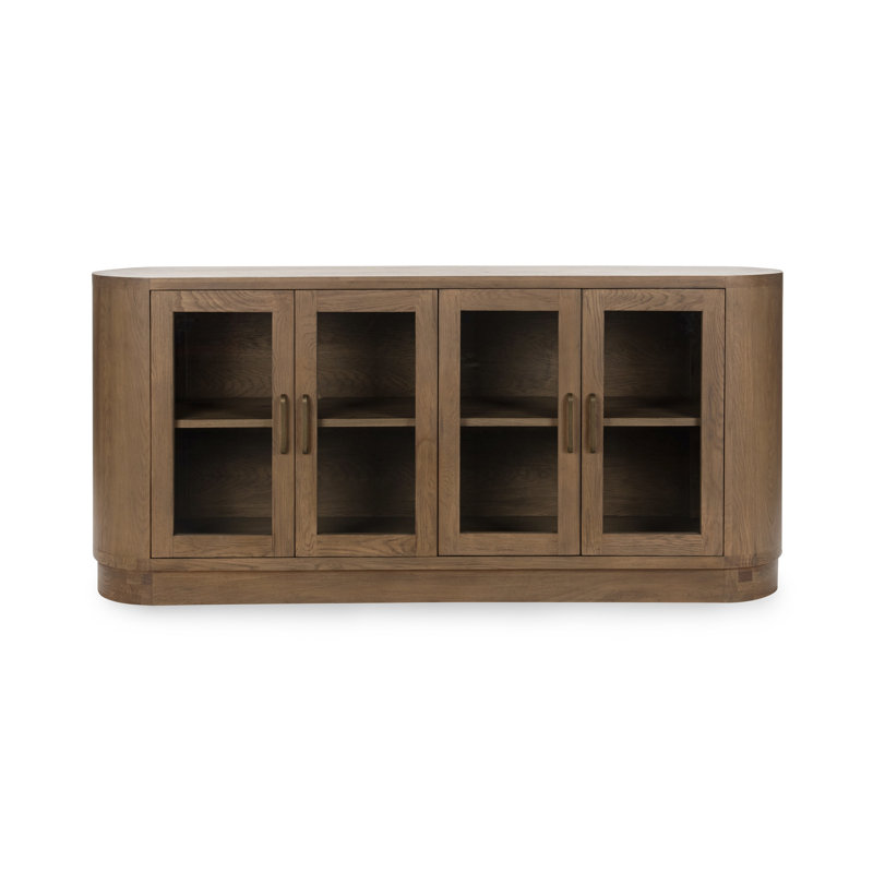 Vander 78" Oak Veneer Wood Buffett Sideboard In White Wash, Tawny Brown