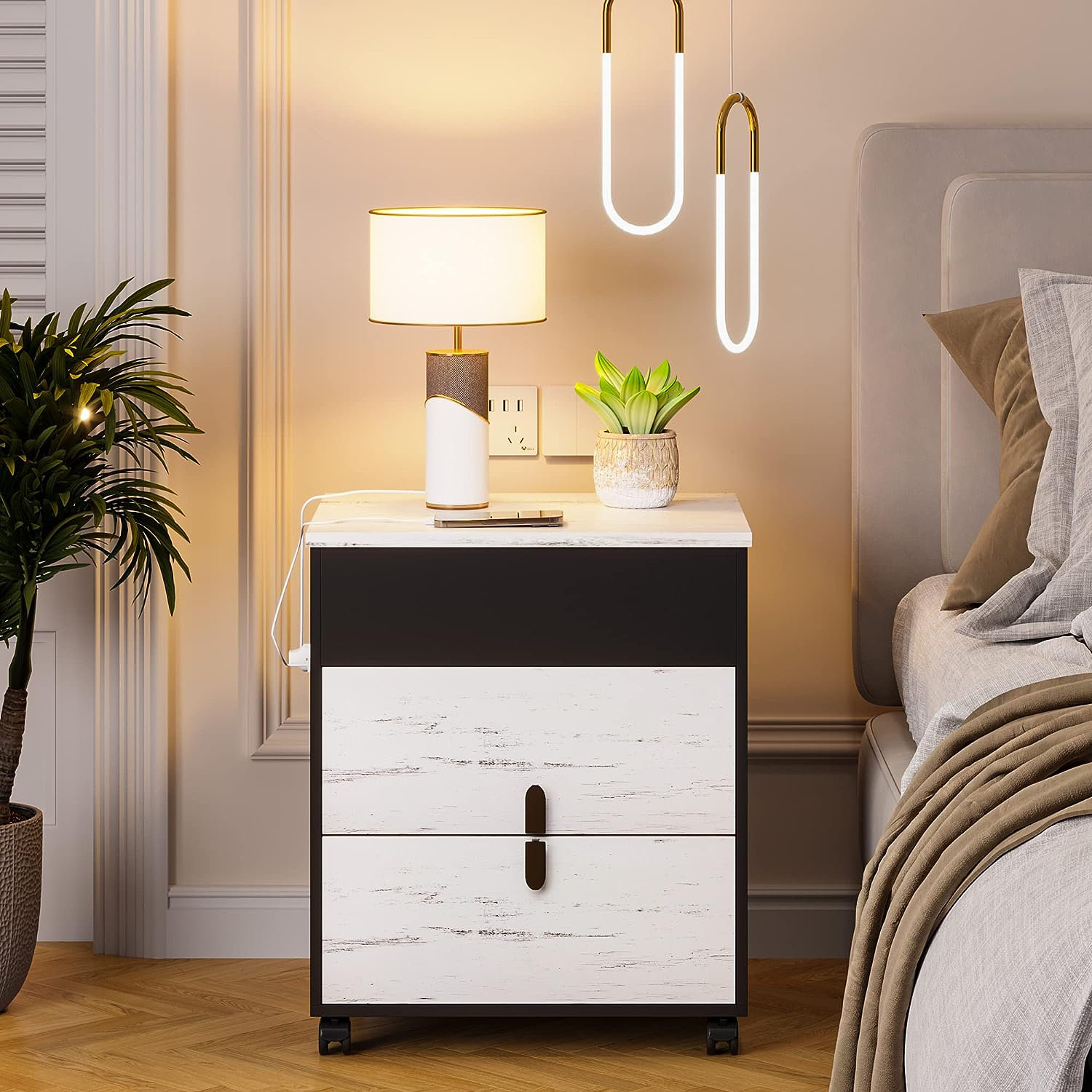 Ebern Designs Lagos Convertible Lift Top nightstands with Hidden