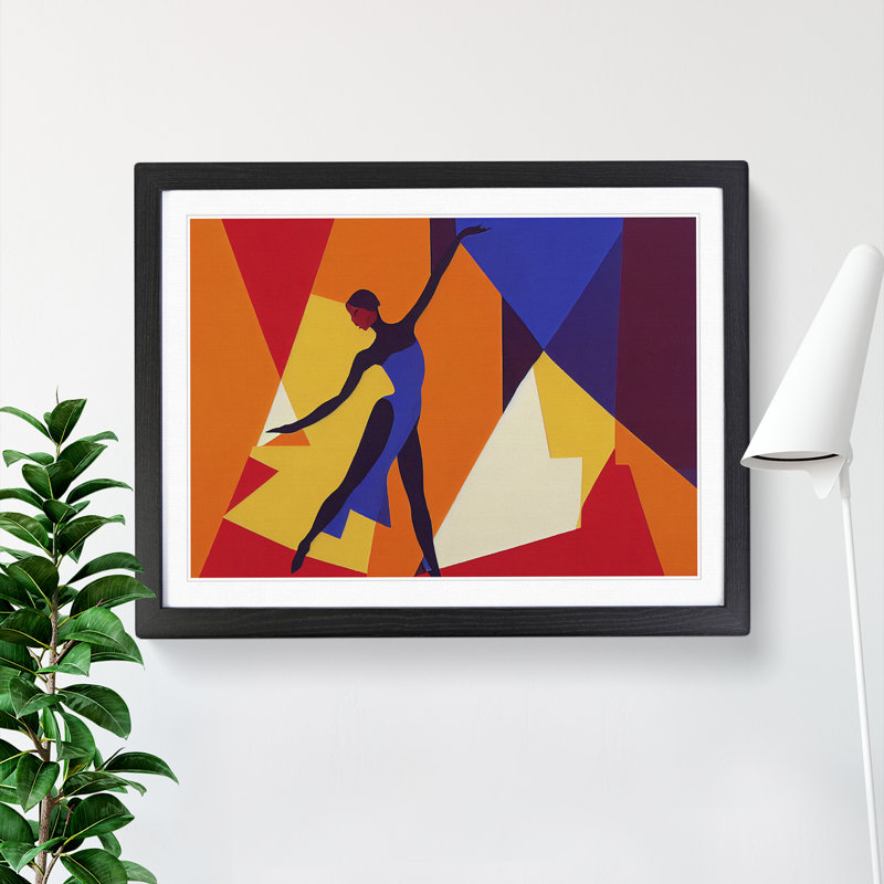 Abstract Woman Dancer Vol.1 - Single Picture Frame Print, 46cm H x 64cm W x 2cm D, Black
