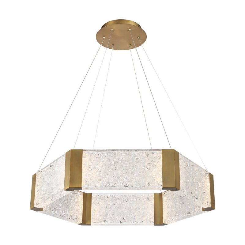 Forever 1 - Light LED Unique/Statement Pendant, Aged Brass