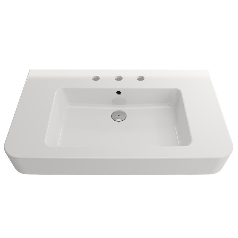 Parma 33.27'' L Bathroom Sink, Single-Hole, White