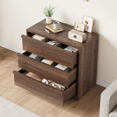 3-Drawer Dresser, White Wood Finish, Compact Storage Cabinet for Bedroom or Living Room, Modern Style