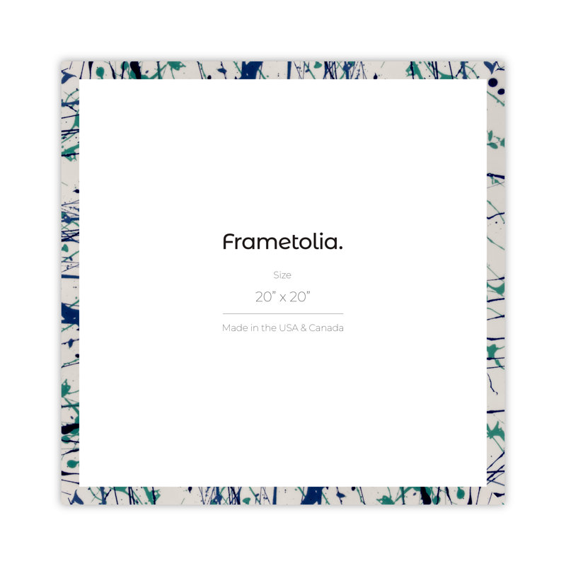 Cadre mural Frametolia Verde Mint Splash, L 20 po x H 20 po, Blanc / Bleu