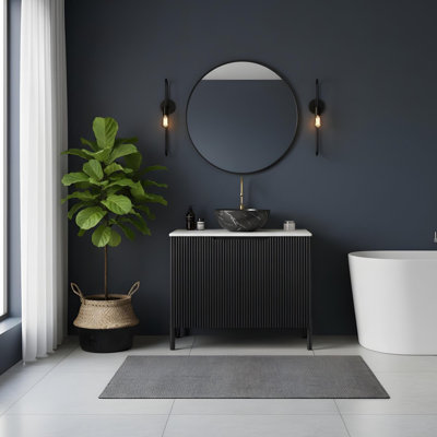 Meuble-lavabo sur pied 30 po avec lavabo à cuve noir