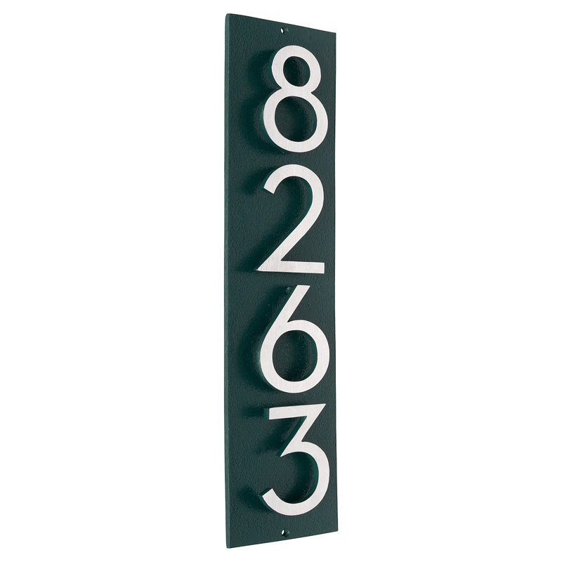 Floating Modern 3" Number Vertical Address Plaque (4 Digits), Hunter Green, Yes, Satin Nickel Two Tone