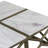 Karlotte Coffee Table, 40 Inch Square White Genuine Marble Top, Sandblasted Washed Ash Gray Mango Wood Geometric Frame