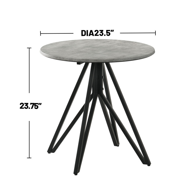 Ensemble de table 2 pièces avec base en métal en ciment et noir