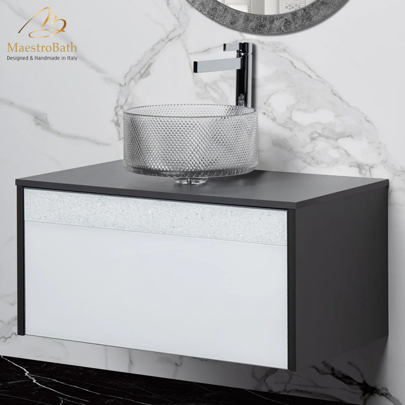 31.75'' W Single Bathroom Vanity Base, Gray/White