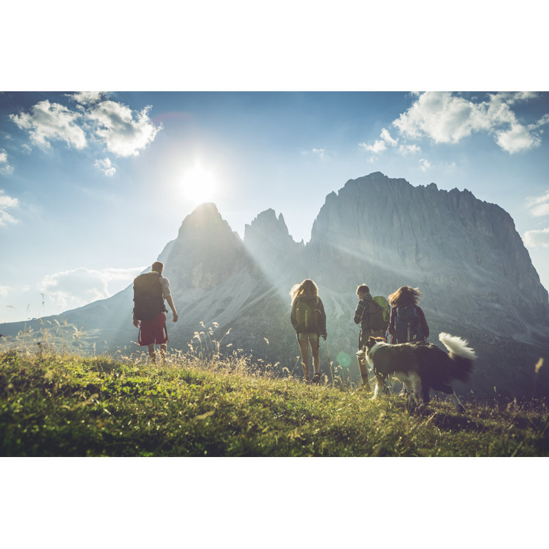 Adventures On The Dolomites With Dog by Piola666 - No Frame Print on Canvas, 30cm H x 46cm W