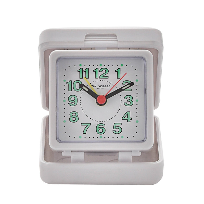 Analog Battery-Operated Alarm Tabletop Clock, White/Green/Black/Red