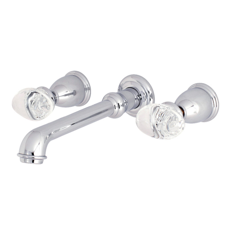 Kingston Brass Krystal Onyx Two-Handle 3-Hole Wall Mount Roman Tub Faucet, Polished Chrome