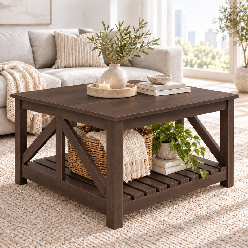 Table basse 31,5 po Farmhouse, Brun, Brun