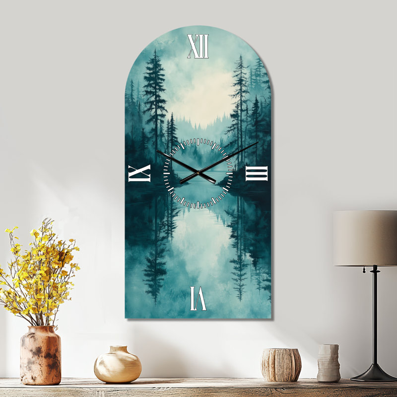 Horloge murale Green Forest Lake Mist I - Arch Lodge, H 39 po x l 19 po - Arche