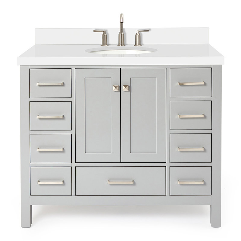 Ensemble de meuble-lavabo simple 43 po Cambridge, Gris / Nickel brossé, 43"