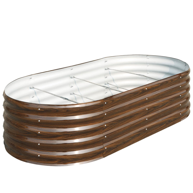 Lit de jardin surélevé galvanisé pour l'extérieur, Brun, H 17 po x l 70,8 po x P 35,4 po