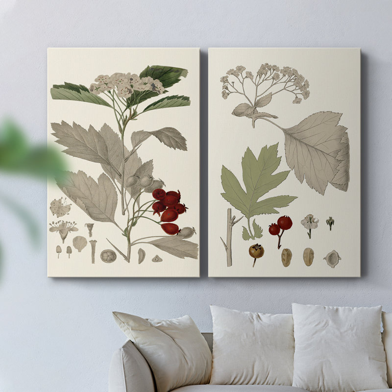 Feuilles et baies I - Toile tendue avec châssis de qualité supérieure - Prêt à être accroché, H 60 po x l 80 po