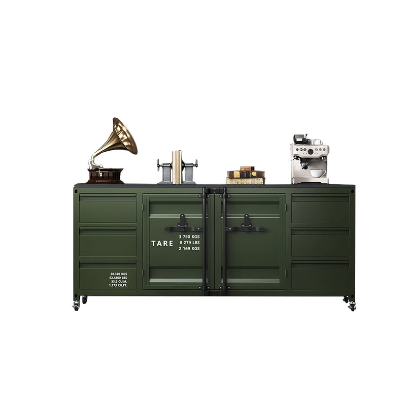 Industrial style iron workbench, Green