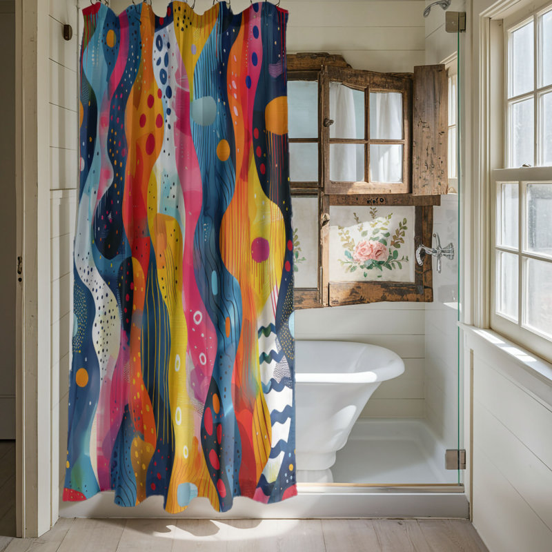 Dynamic Art - Rideau de douche haut de gamme, H 74 po x l 71 po