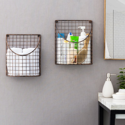 Paniers de rangement muraux en métal (ensemble de 2)