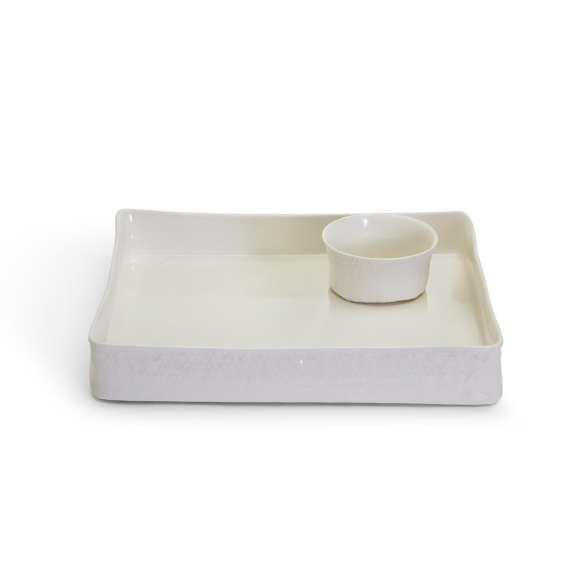 Basket Weave Serving Platter And Bowl Set