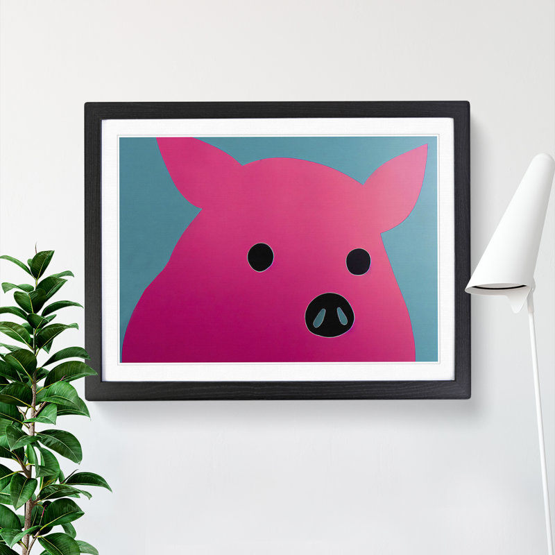 Pig Modern Abstract - Single Picture Frame Print, Black Framed, 46cm H x 64cm W x 2cm D