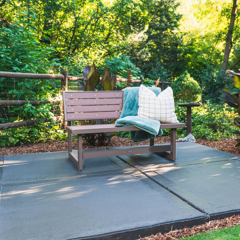 Polystyrene Convertible Bench, Dark Brown Frame/Simulated Wood Seat