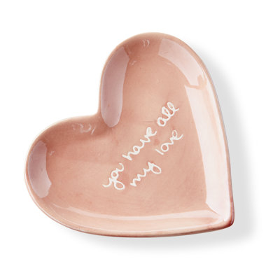 All My Love Heart Trinket Dish Decorative Tray Pink Earthenware