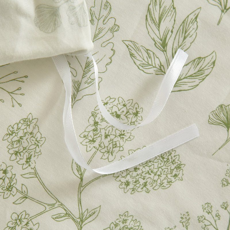 Cotton Floral Print Duvet Cover Set, Green/Floral, Queen Duvet Cover + 2 Queen Pillowcases