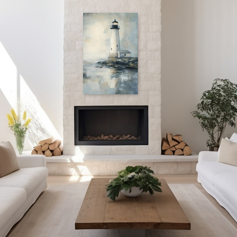 «Moody Lighthouse Abstract Contemporary Peaceful Coastal», reproduction d'art mural, H 48 po x l 32 po