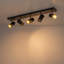 Projecteur sur rail noir et or à 5 lampes avec têtes rotatives