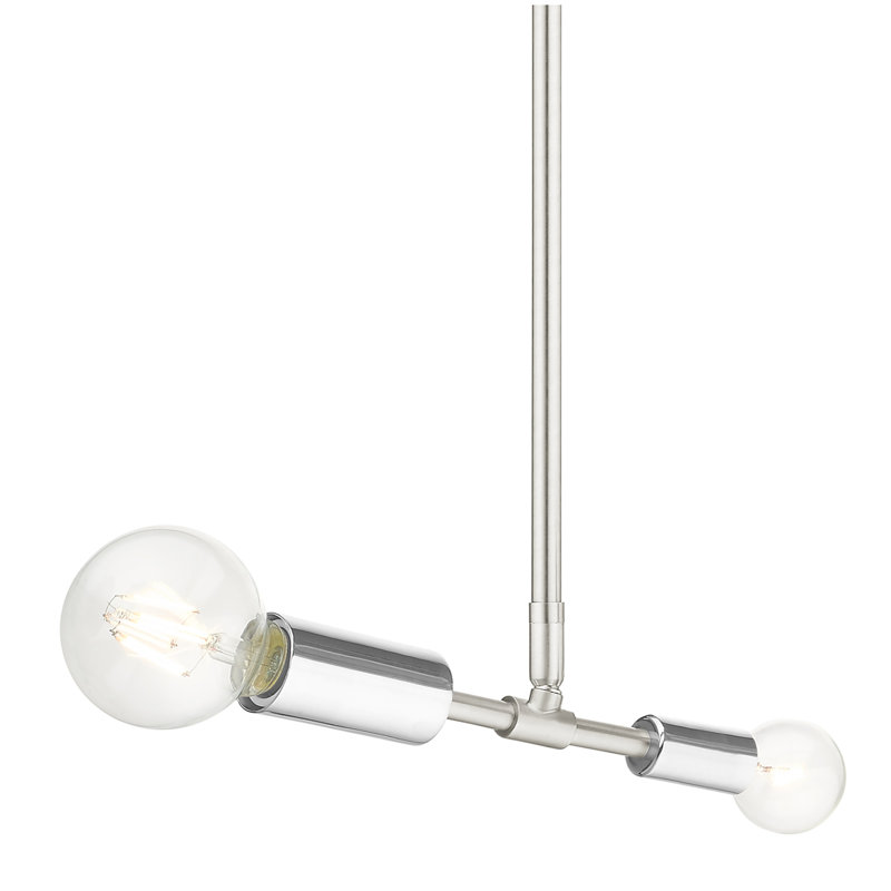 Luminaire suspendu unique à 2 lumières Zailen, Nickel brossé