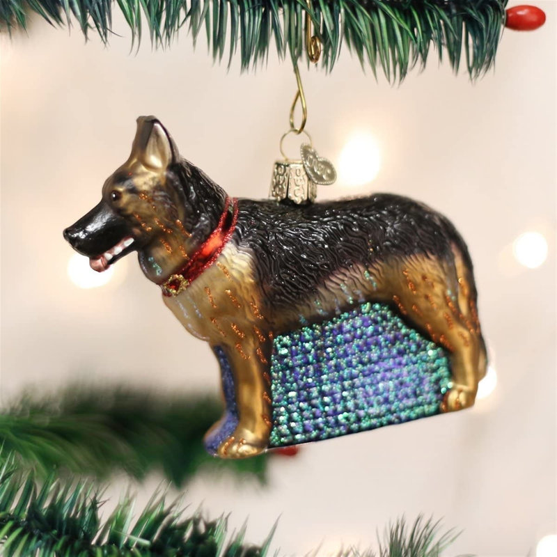 Old World Christmas Glass Blown Ornament for Christmas Tree, German Shepherd