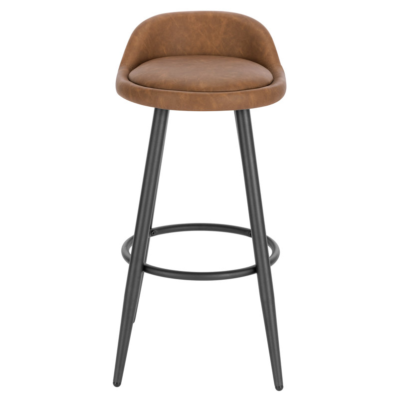 Crista Upholstered Counter Stool with Metal Frame, Brown, 1
