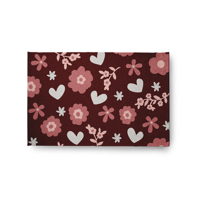 Tapis en chenille tissé à la machine Jaddo - rouge / blanc, Rectangle 2 pi x 3 pi