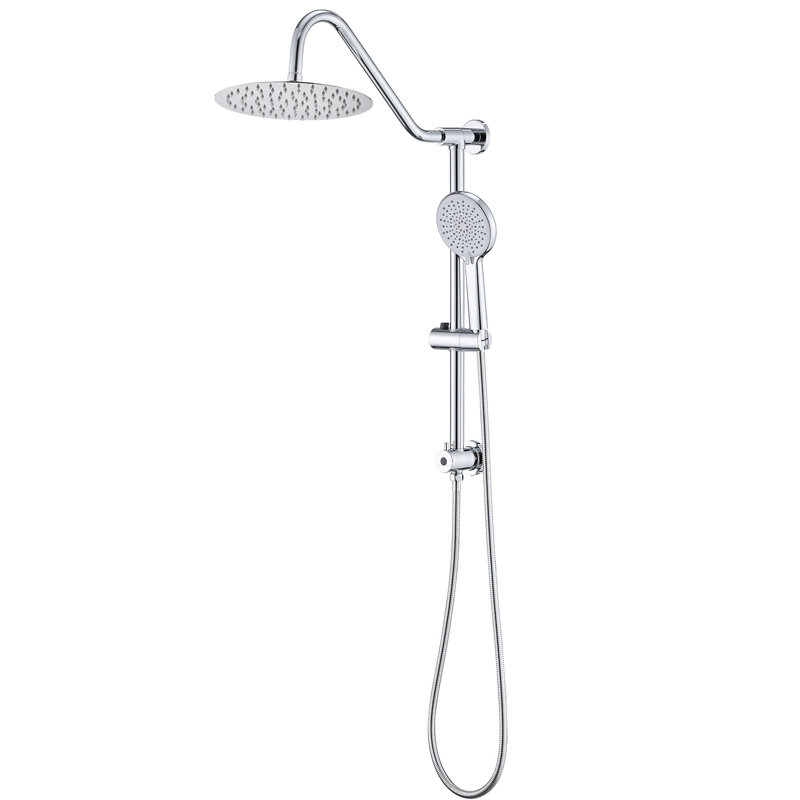10" Rain Shower Head & Handheld System - Wall Mounted, Metal, Finish, 3 Spray Patterns, Adjustable Height, To Corrosion And Cracking Assembly Mount, Slide Bar, Finish