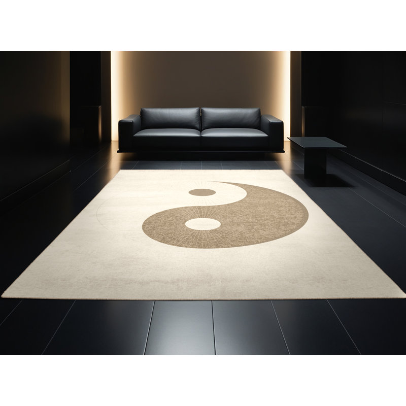 Tapis beige doux moelleux en peluche minimaliste Estaugh, 5 x 8