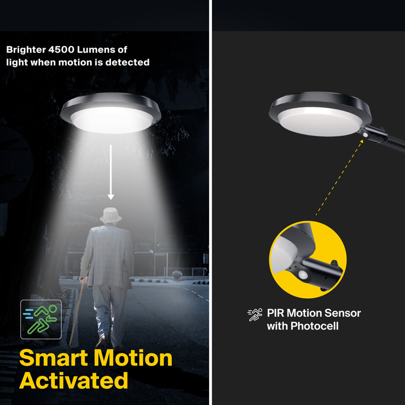 150W Equivalent LED Black Solar Motion Area Light, 5000K, Dusk to Dawn