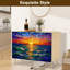 Buffet Buffet avec rangement Vitrail vibrant imprimé océan coucher de soleil vagues colorées ciel avec 2 portes pour le salon et la cuisine