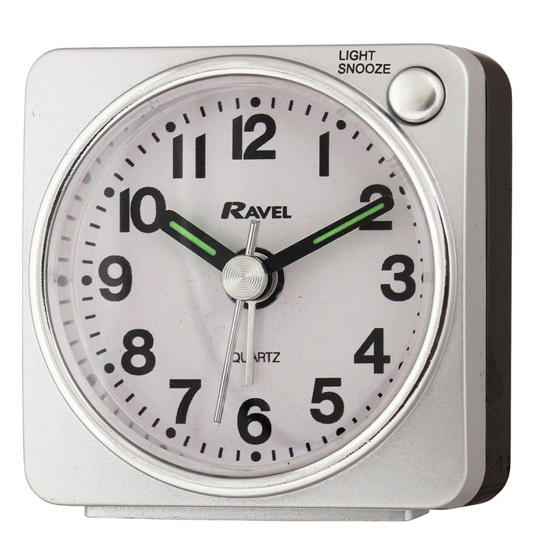 Modern & Contemporary Analogue Quartz Movement / Crystal Alarm Tabletop Clock, Silver/Black