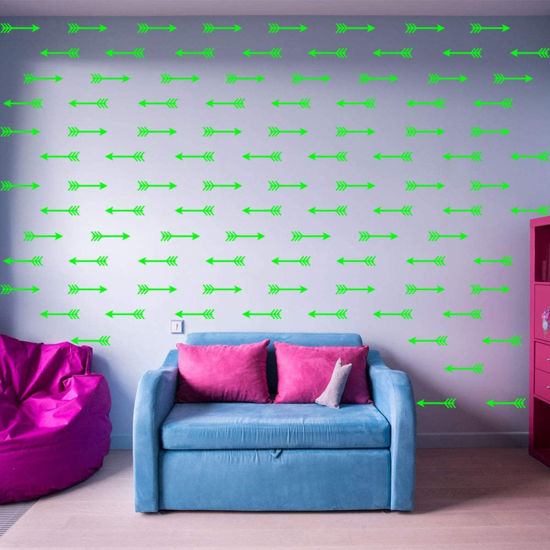 Abstract Non-Wall Damaging Wall Decal, 2" H x 10" W x 0.8" D, Lime Green