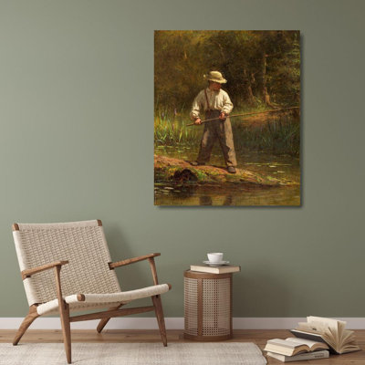 Red Barrel Studio® Johnson, Eastman Gallery Wrapped Canvas Art Titled: Boy Fishing