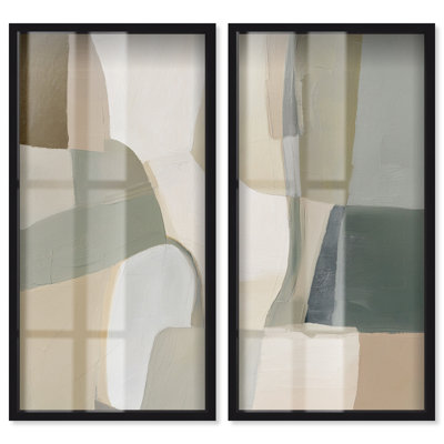 Ensemble d'art mural pour salon Desert Shallows I Shadowbox Print par Art Remedy, cadre noir, 24 x 48