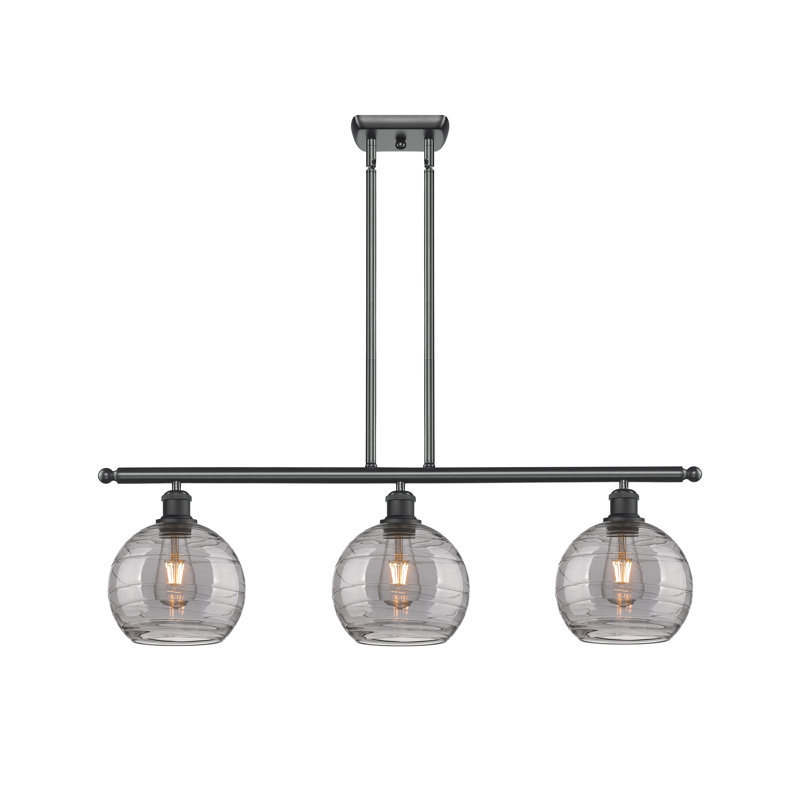 Luminaire suspendu pour îlot de cuisine 3 lumières Ellington, Noir mat
