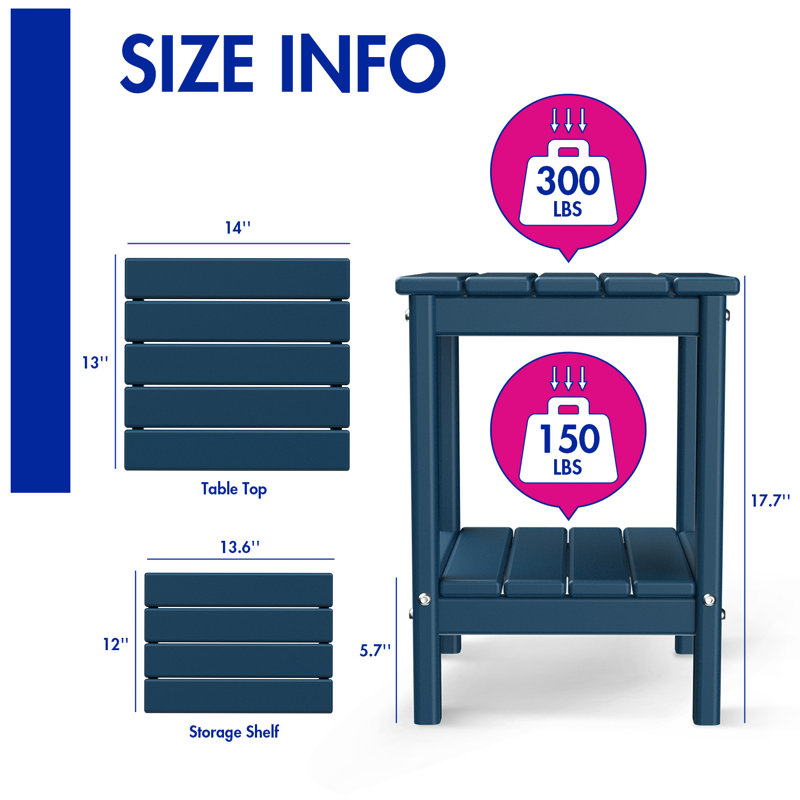 HDPE Adirondack Side Table, Bleu