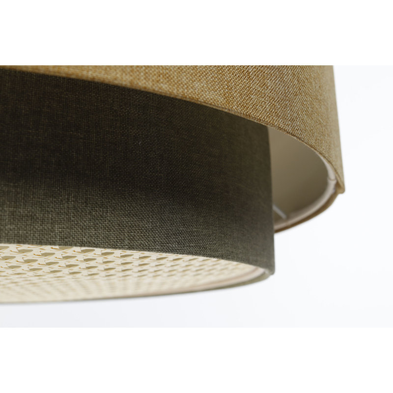 Abigial 1 - Light Cream Drum Pendant, Yellow/Green