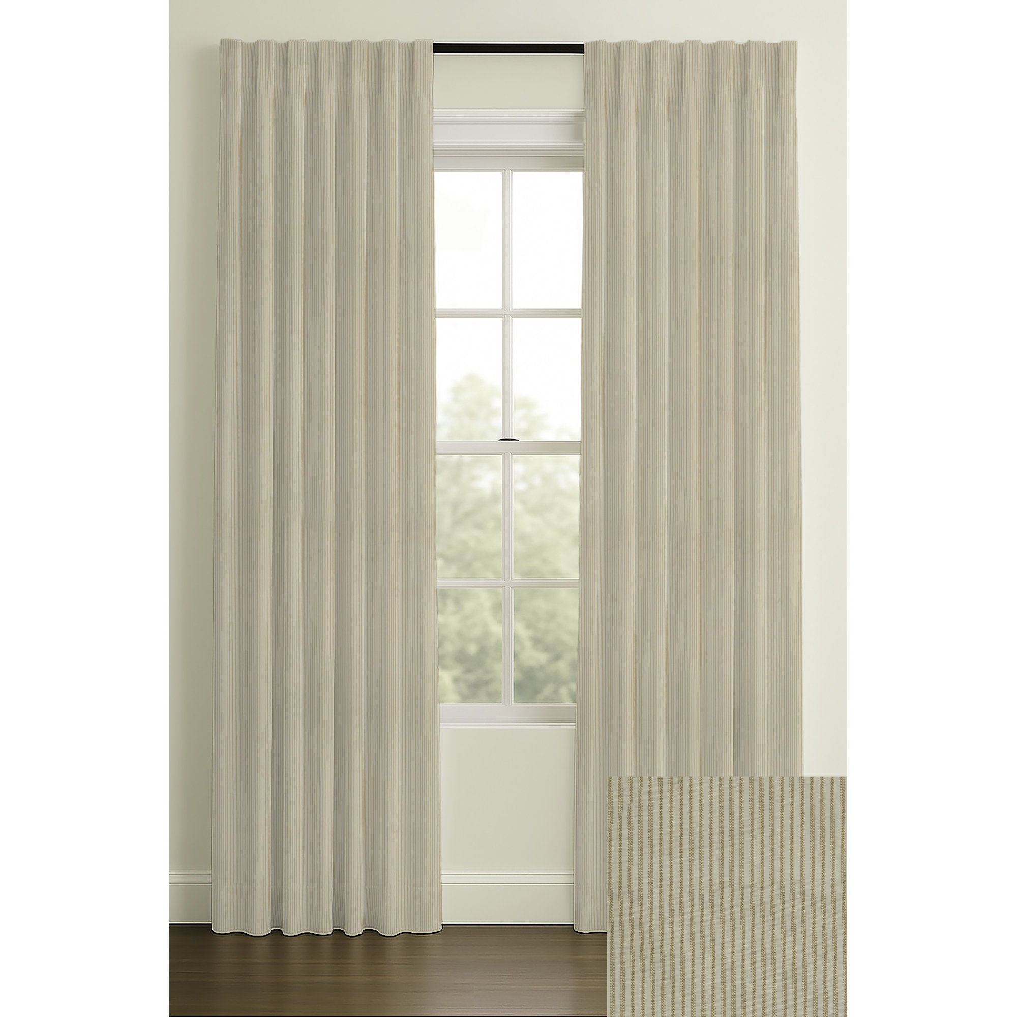 108" Inverted Pleat Double Lining Cotton Monroe Sand, 33" W x 120" L, Double, Inverted Pleat