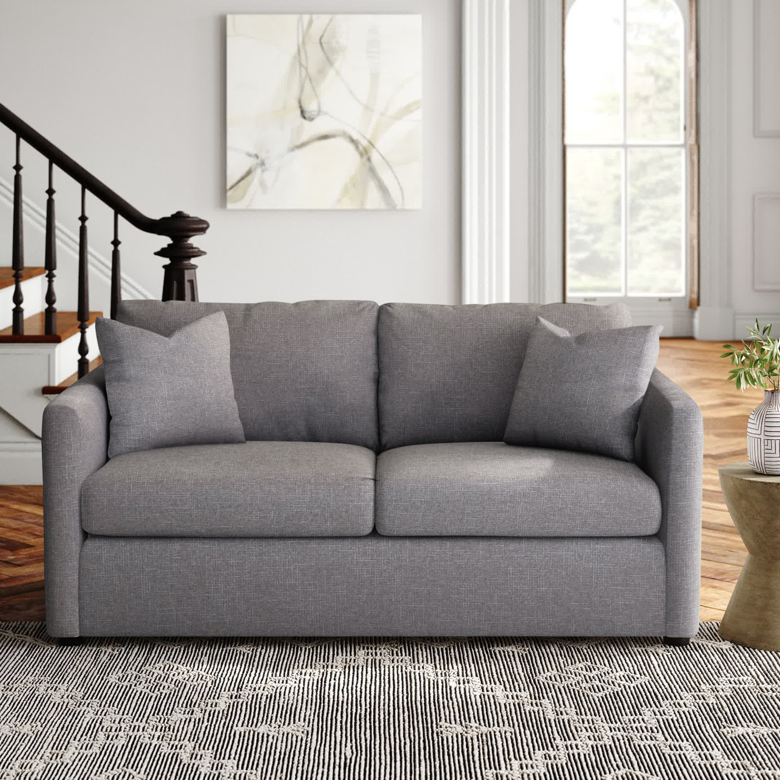 Godwin 67'' Upholstered Loveseat, Macc Gray Textured Linen