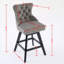 Ensemble de 2 tabourets pivotants avec décoration capitonnée à boutons et pieds en bois, chaises de bar avec garniture cloutée